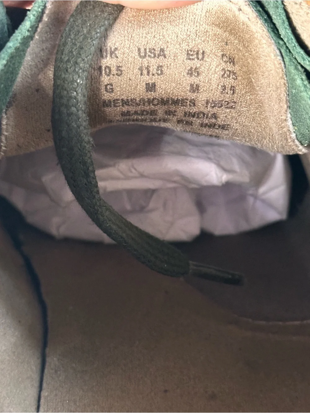 Clarks Suede Wallabee-Style Boots Green with Leather Trim